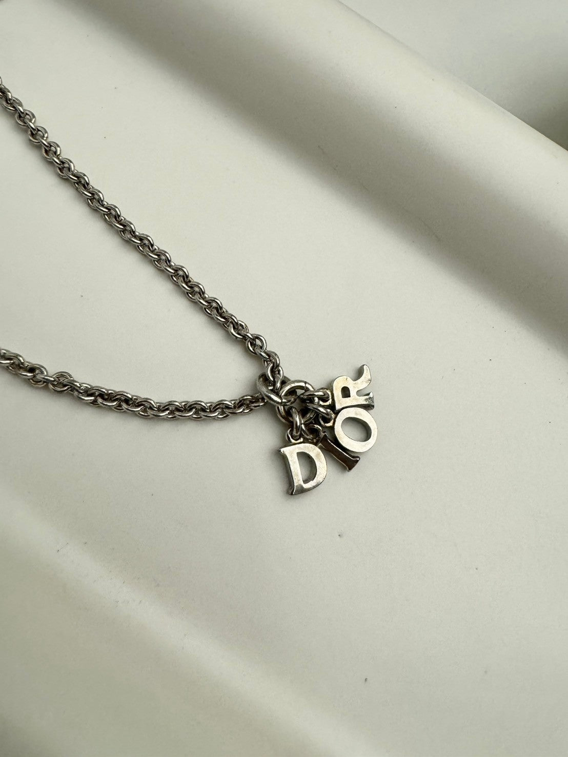 Dior logo silver necklace