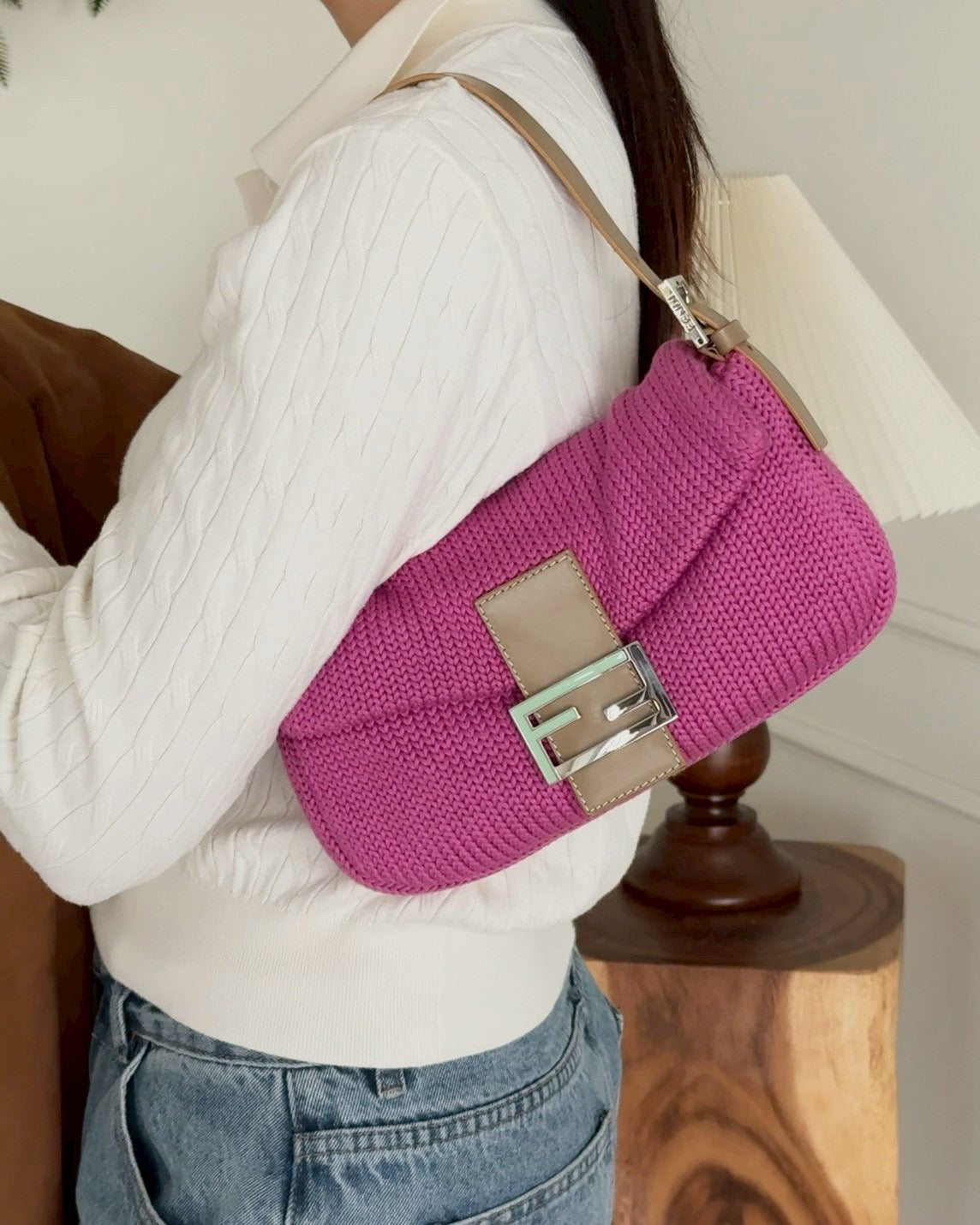 Fendi baguette knit bag
