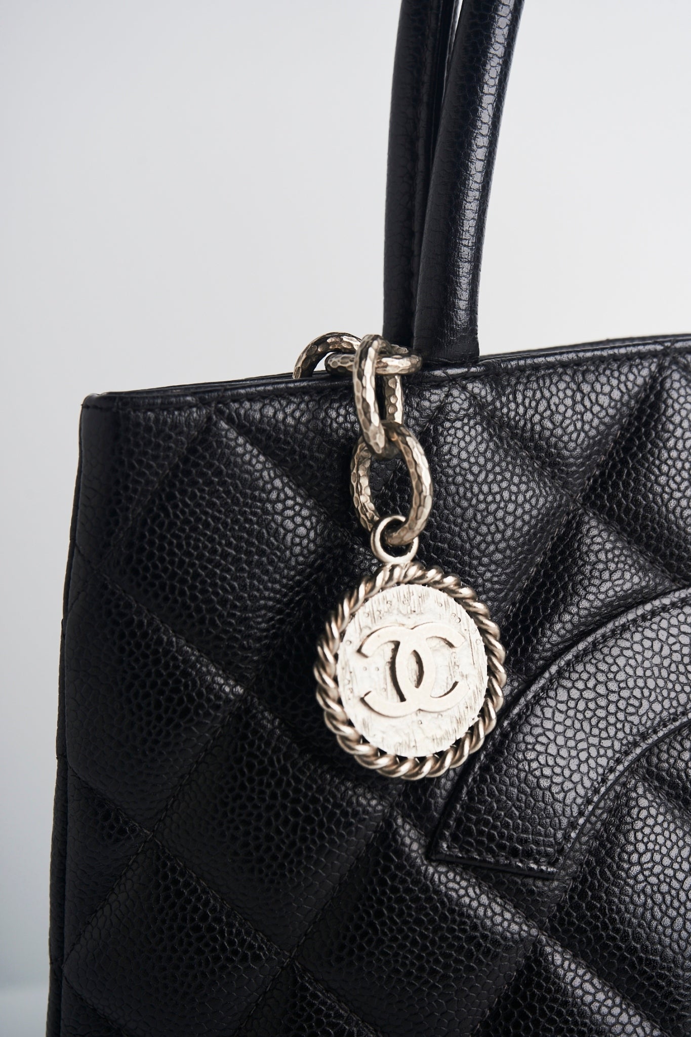 Chanel caviar medallion silver hardware