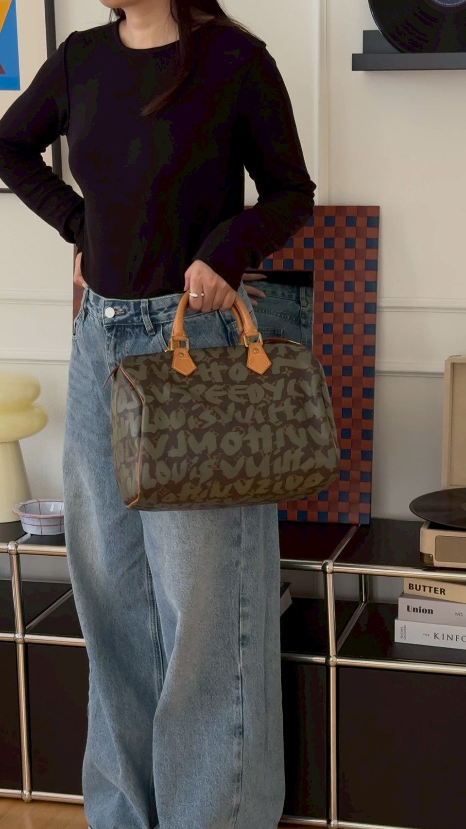 Louis vuitton Khaki Graffiti speedy “30