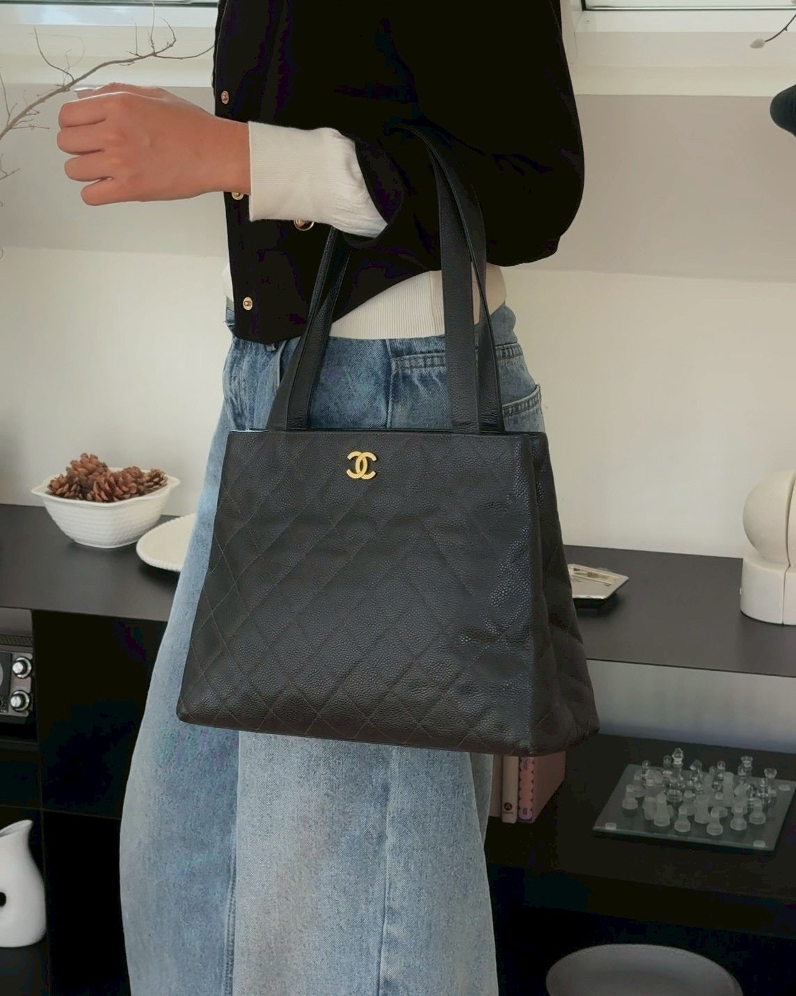 Chanel rhombic quilted caviar