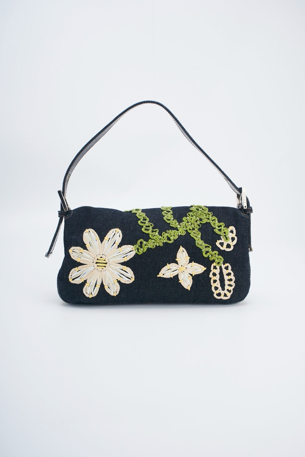 Fendi baguette flower denim