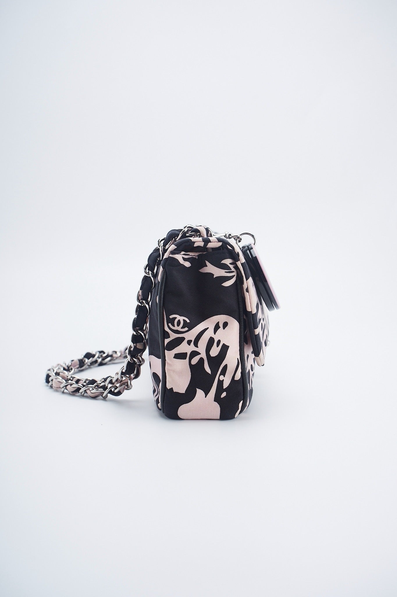 Chanel printed fabric round charm