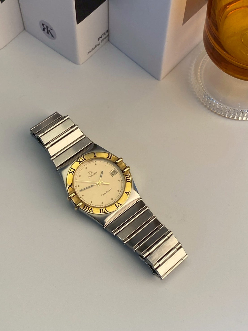 Omega constellation twotone date gold dial