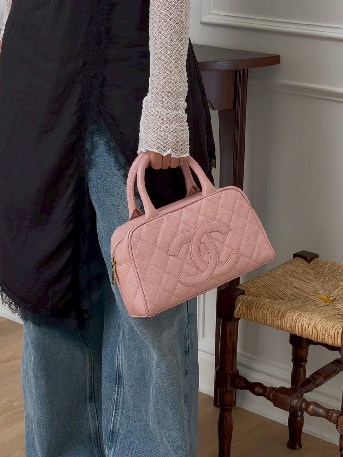 Chanel mini boston pink
