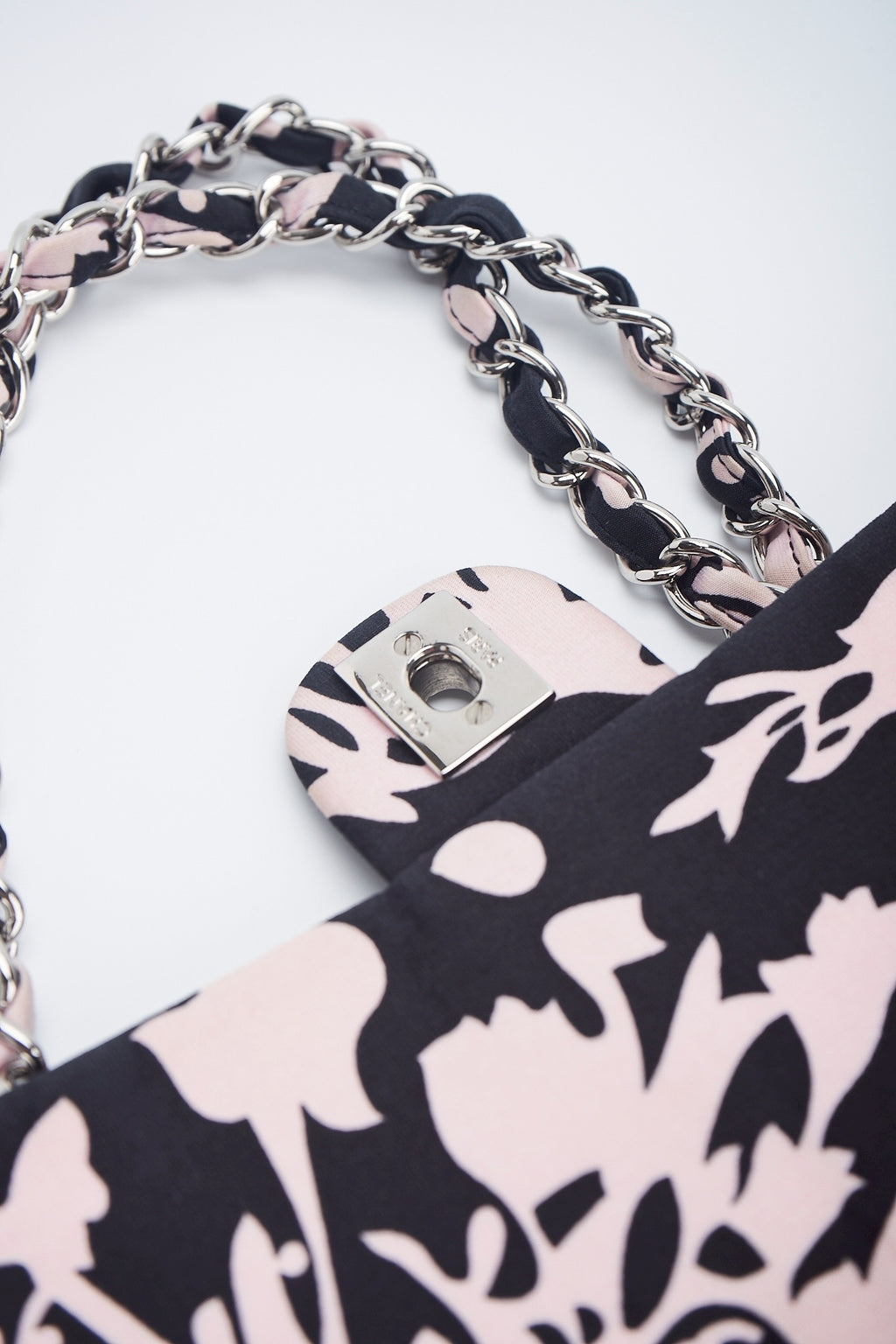 Chanel printed fabric round charm