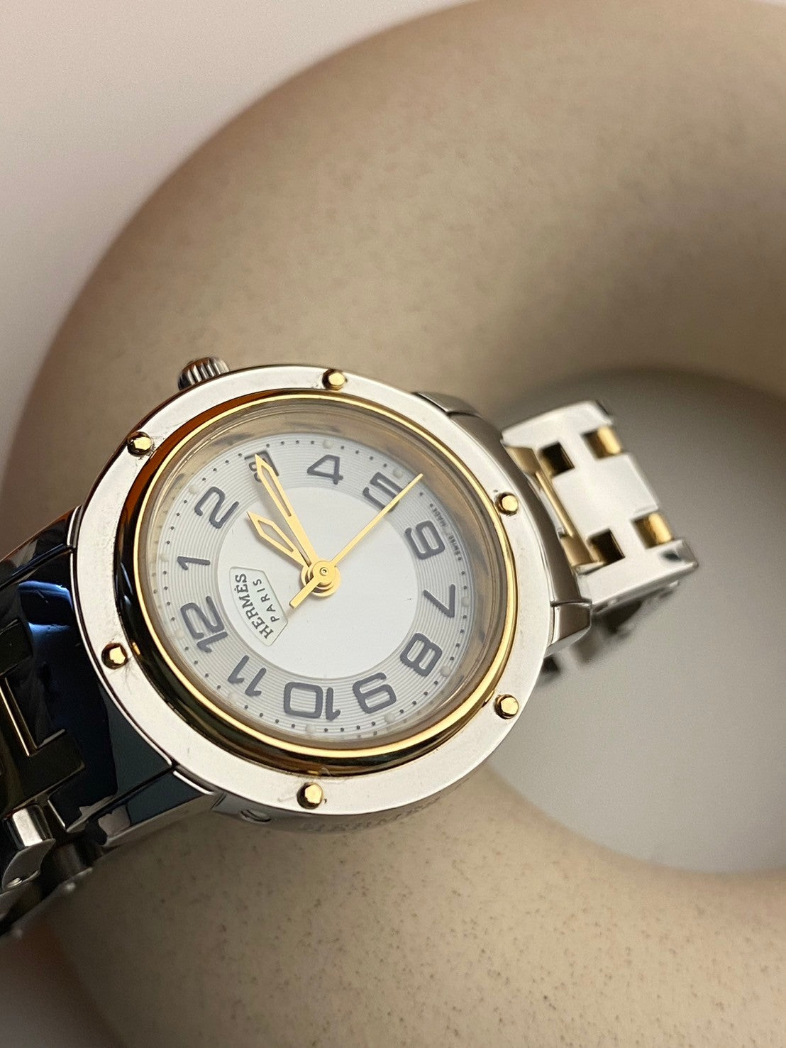 Hermes two tone pearl dial c.8638