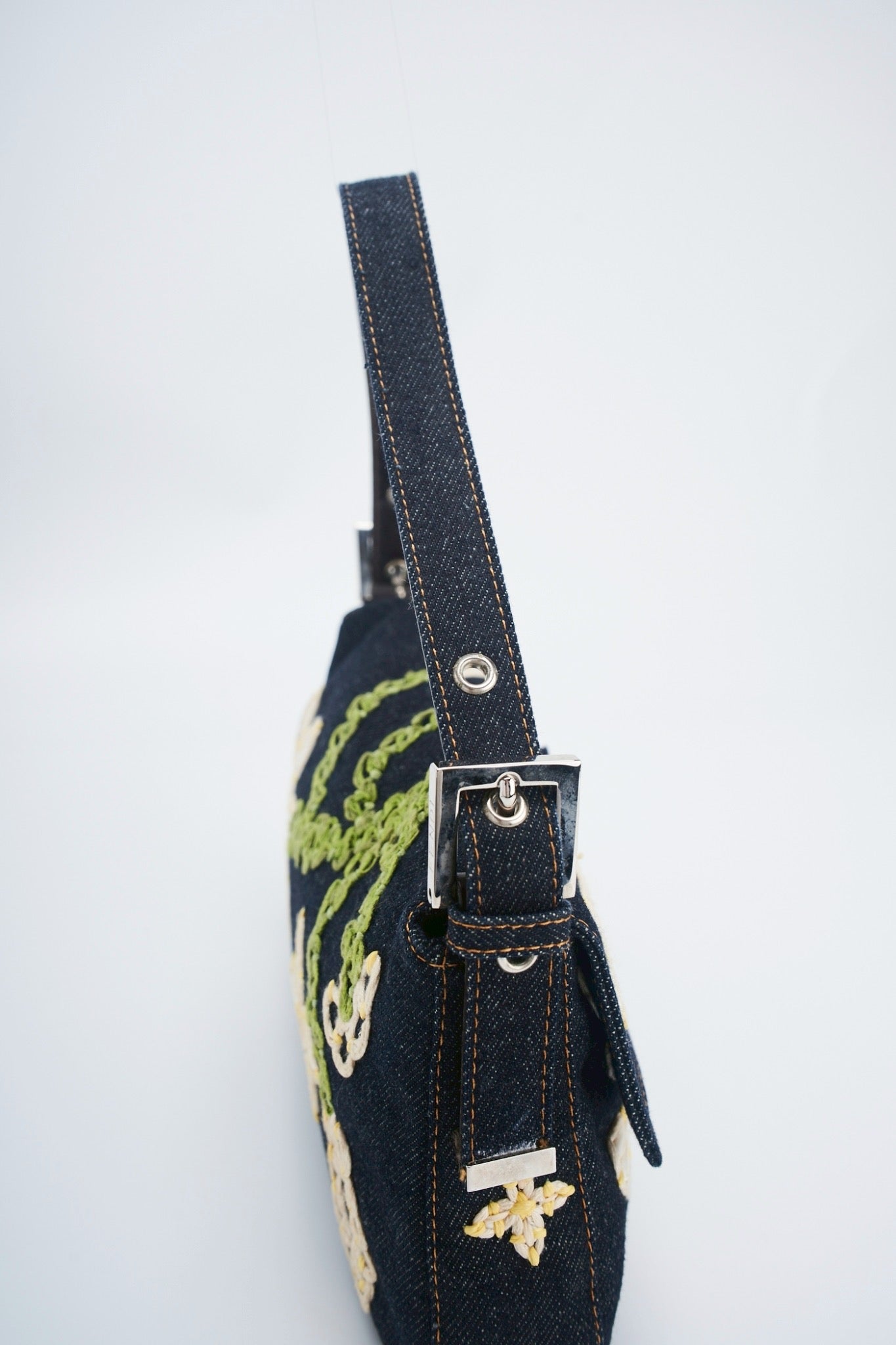Fendi baguette flower denim
