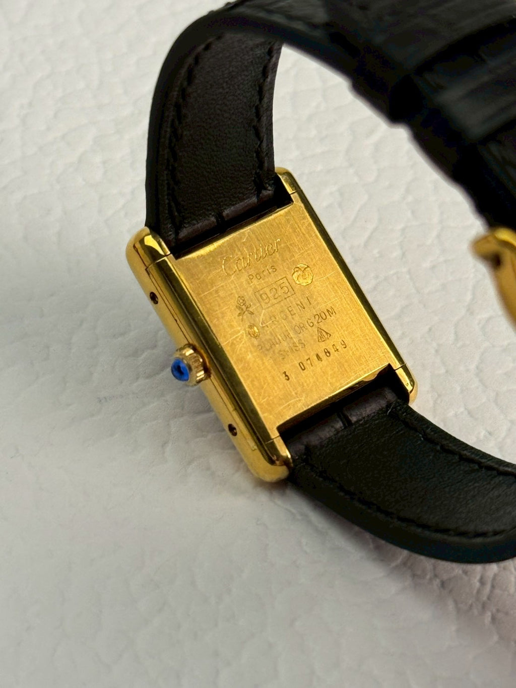 Cartier tank Manual blue s size. C.4849