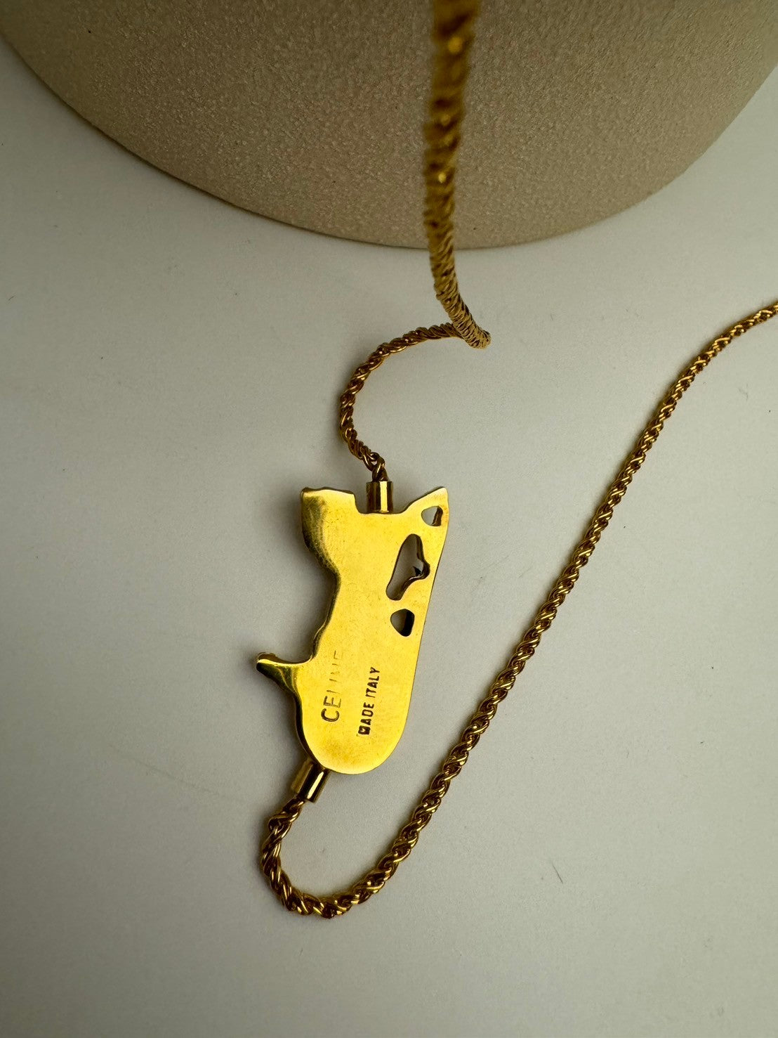 Celine horse carriage logo gold necklace