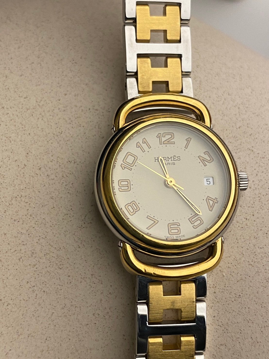 Hermes vintage two tone date lady c.7428