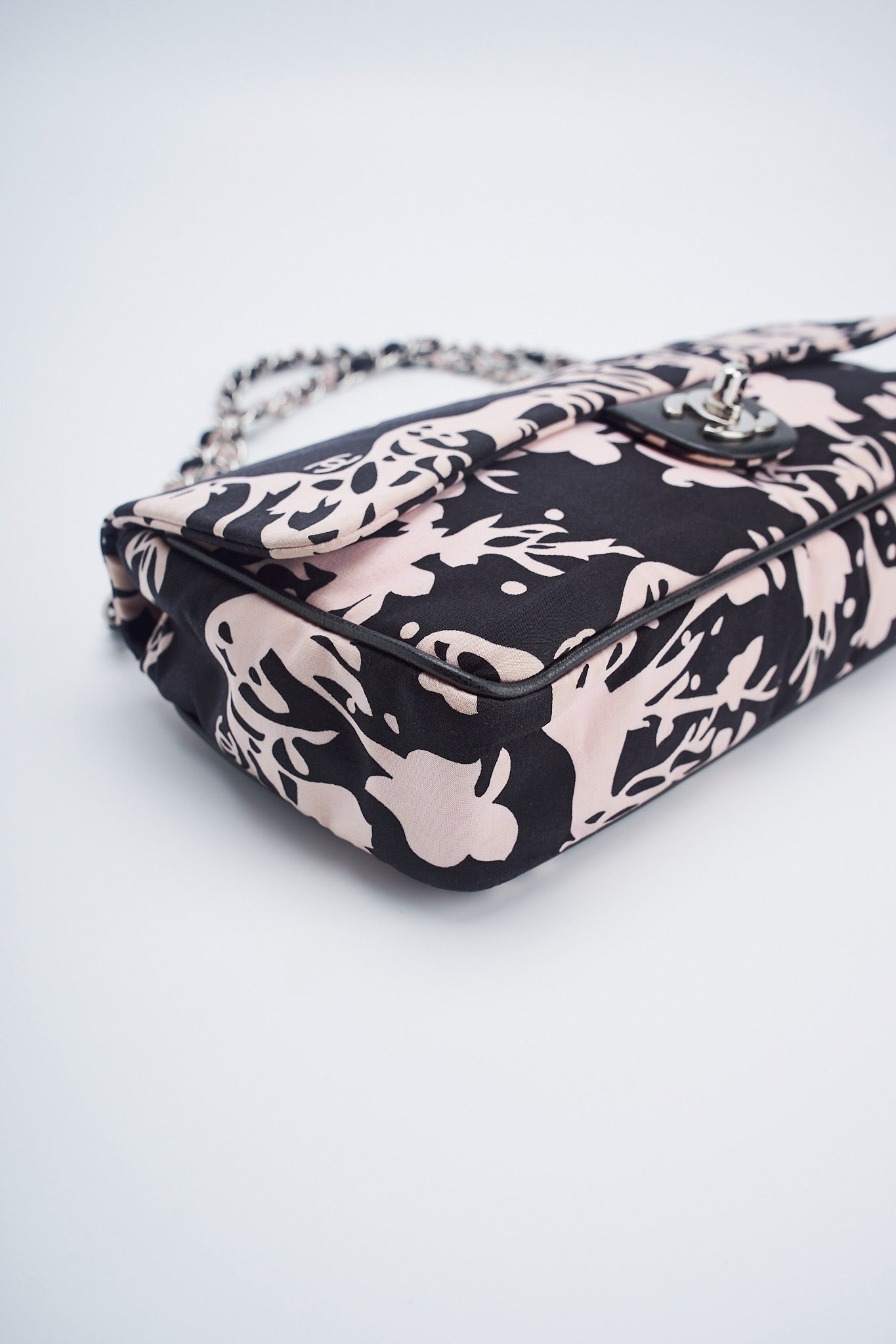 Chanel printed fabric round charm