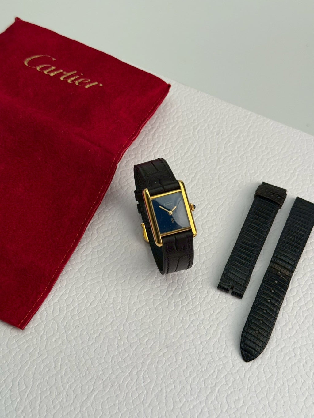 Cartier tank Manual blue s size. C.4849