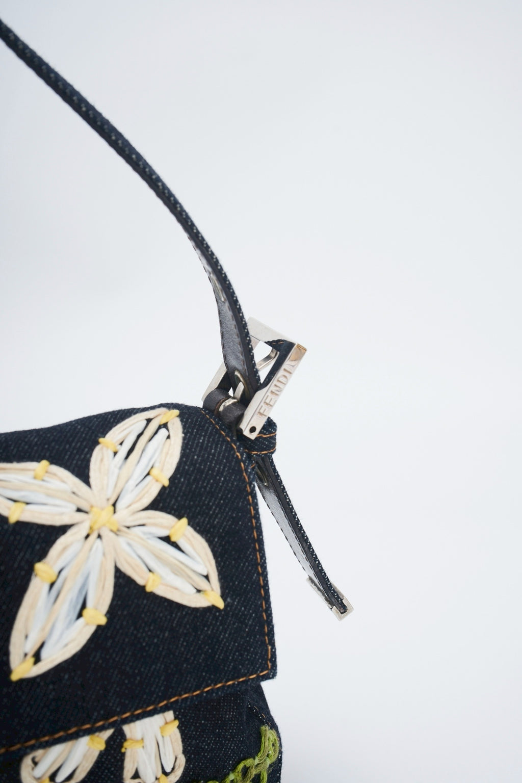 Fendi baguette flower denim