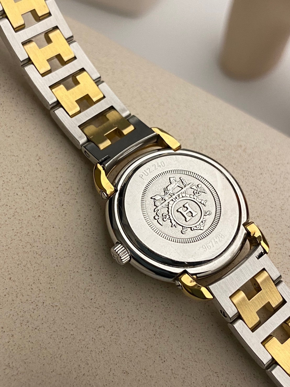 Hermes vintage two tone date lady c.7428