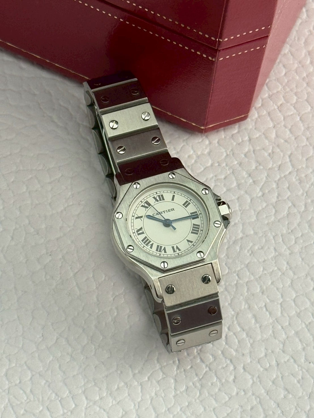 Cartier santos 8 silver white
