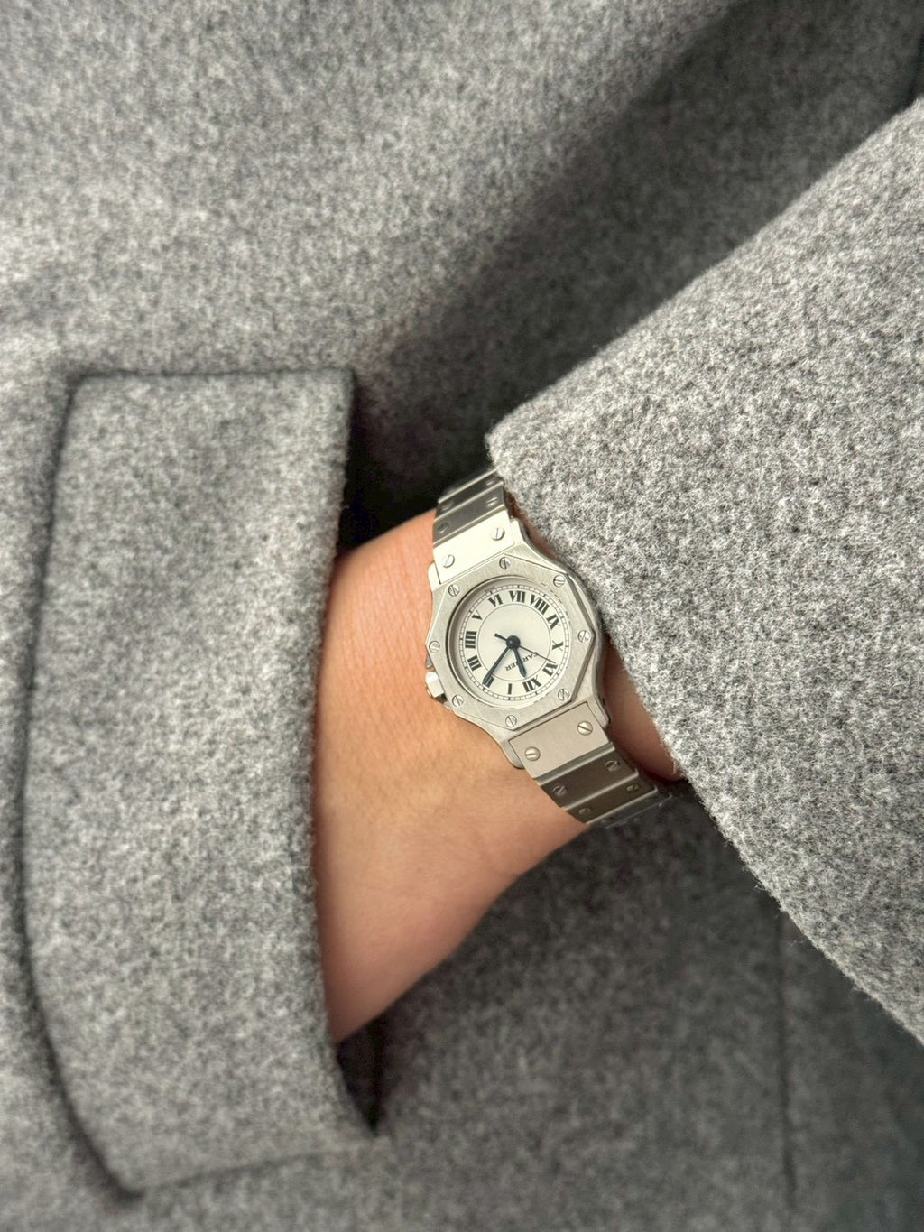 Cartier santos 8 silver white