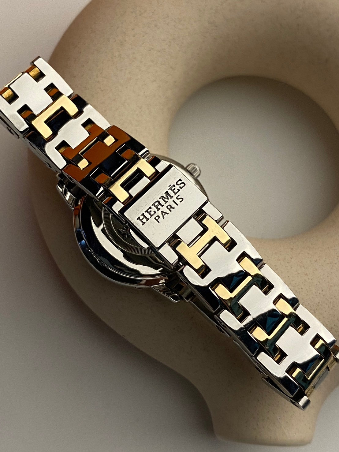 Hermes two tone pearl dial c.8638