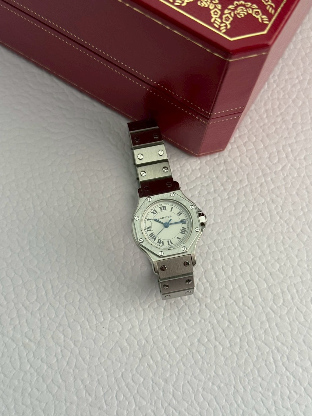 Cartier santos 8 silver white