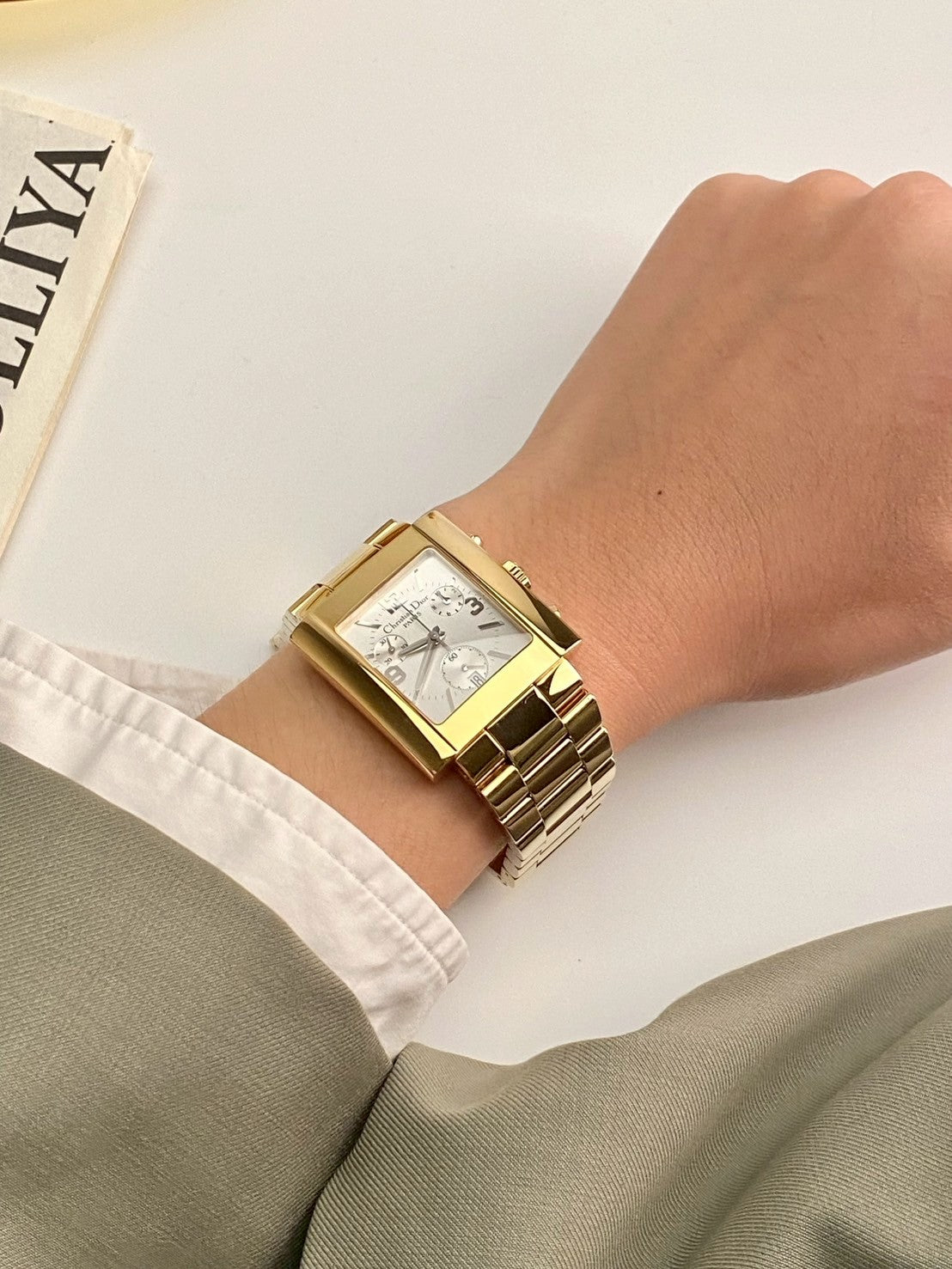 Dior gold gray dial chronograph c.5772