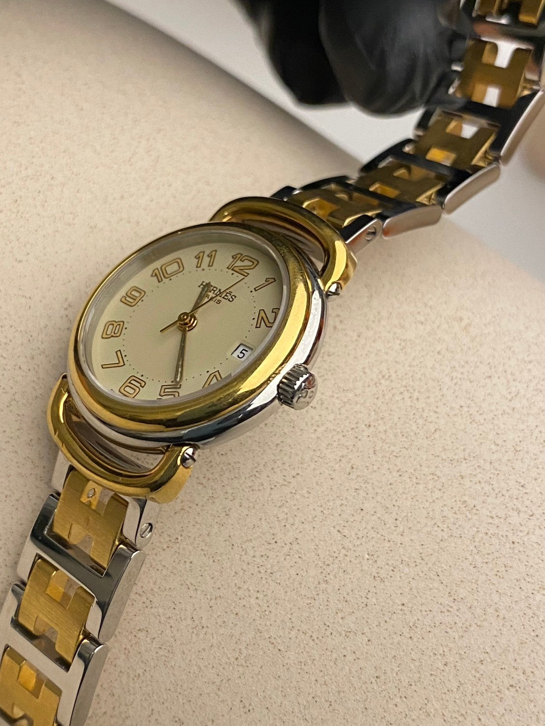 Hermes vintage two tone date lady c.7428