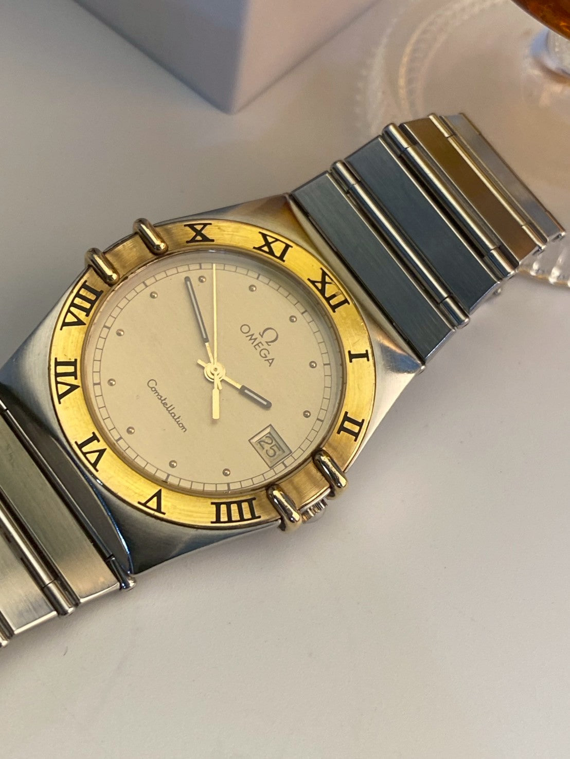 Omega constellation twotone date gold dial