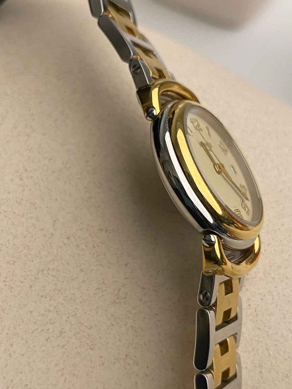 Hermes vintage two tone date lady c.7428