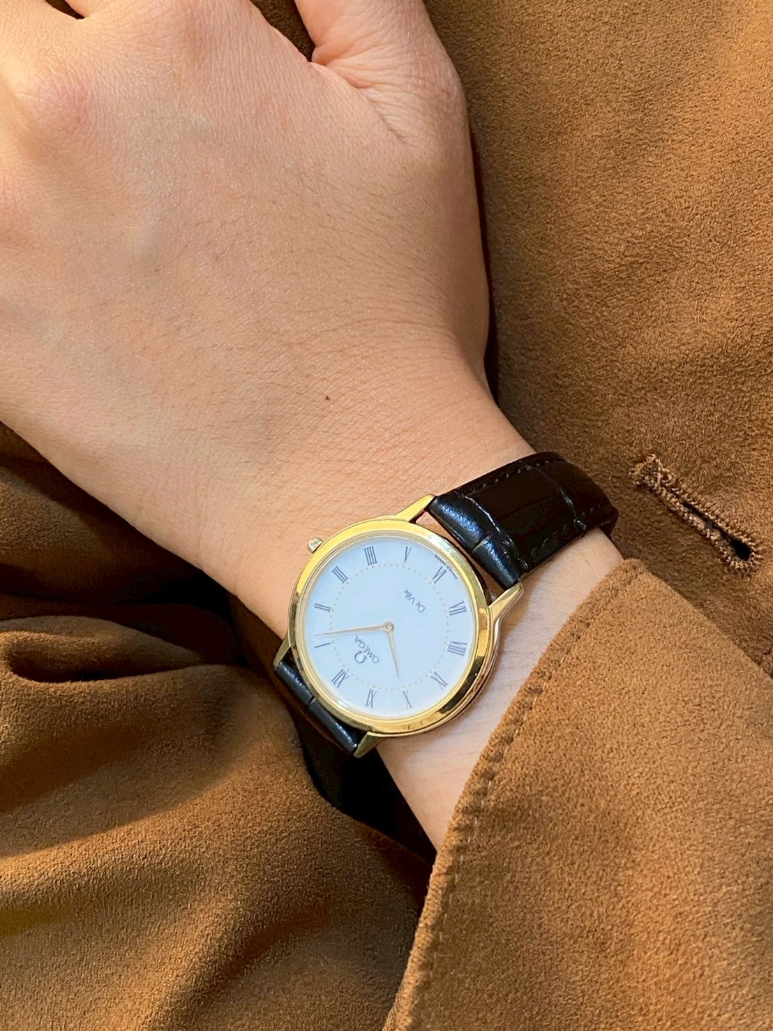 Omega deville white dial gold