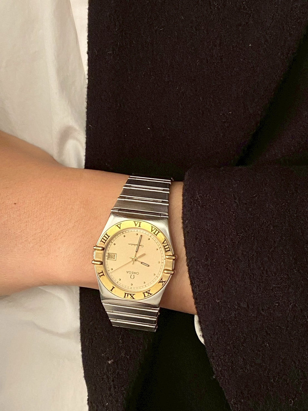 Omega constellation twotone date gold dial