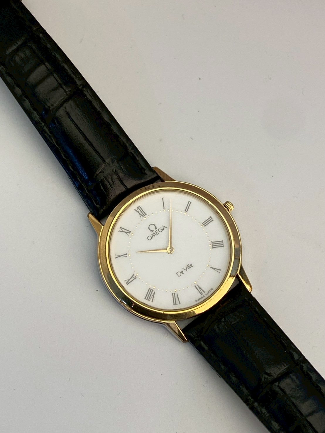 Omega deville white dial gold