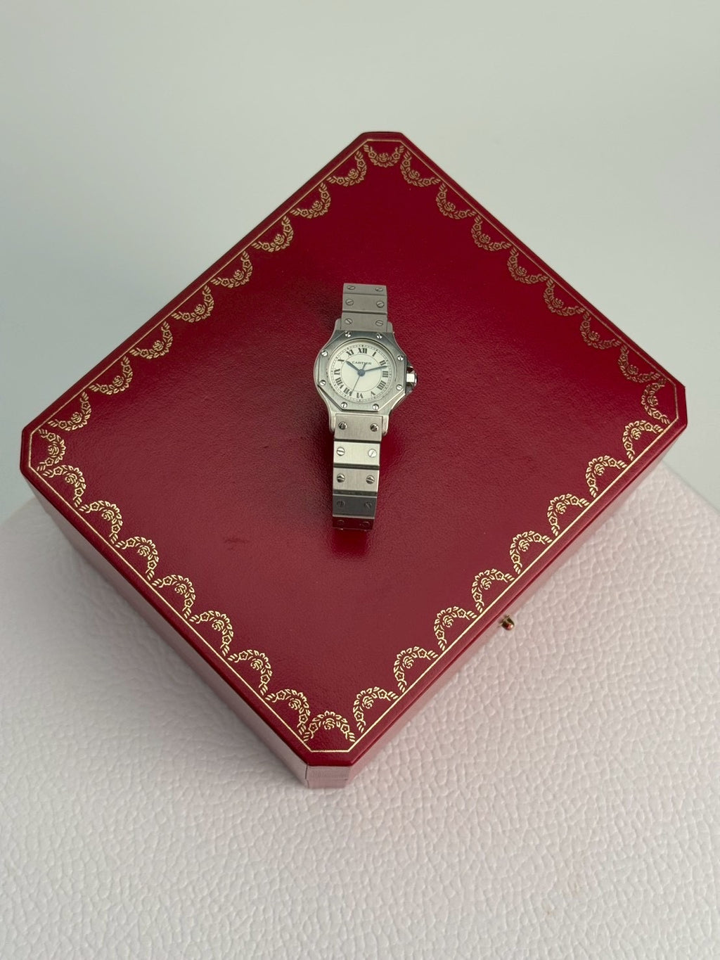 Cartier santos 8 silver white