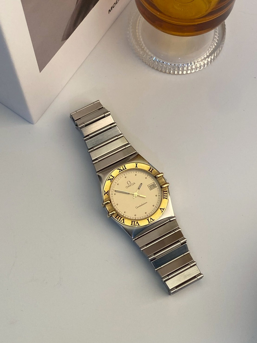 Omega constellation twotone date gold dial