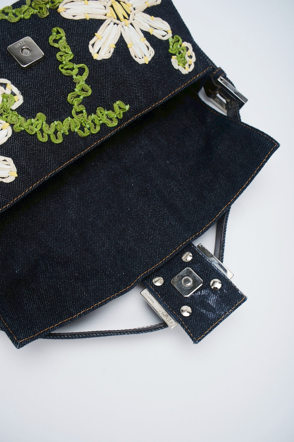 Fendi baguette flower denim