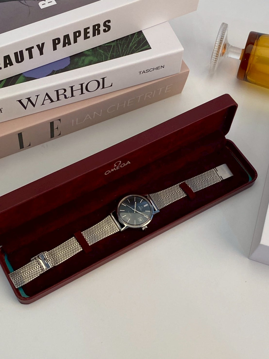Omega geneve blue dial date watch auto