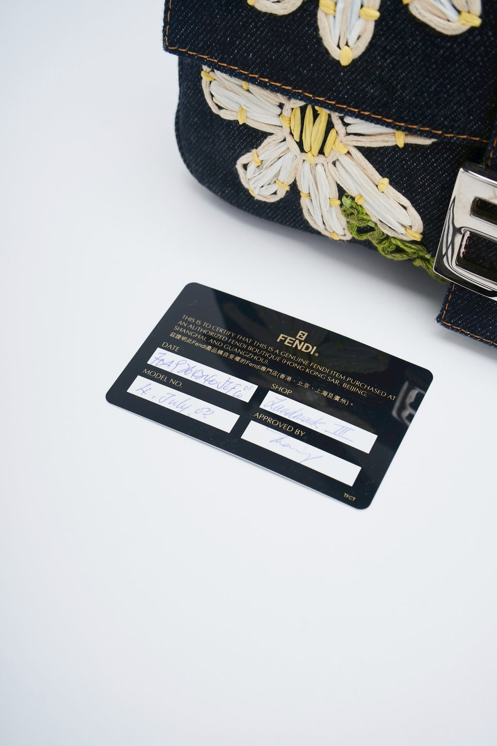 Fendi baguette flower denim