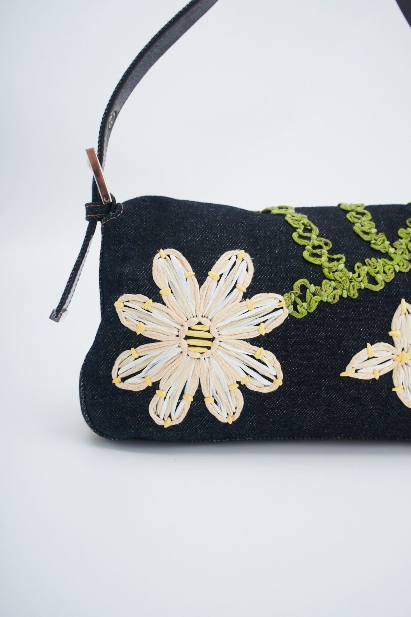 Fendi baguette flower denim