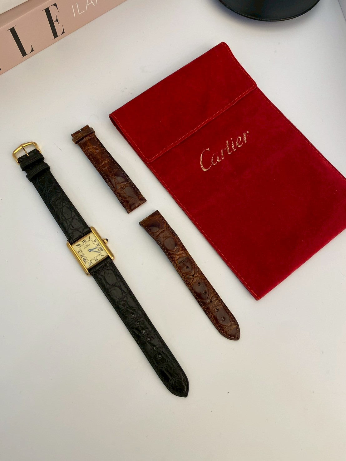 cartier tank gold dial LM c.0005