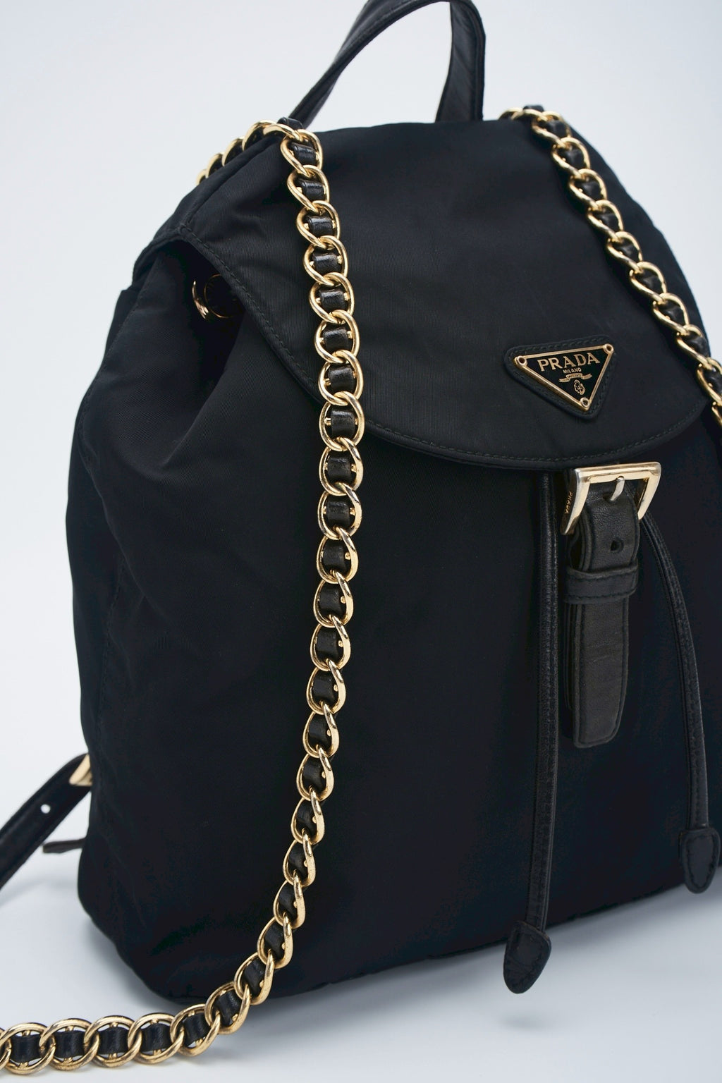 Prada nylon backpack chain bag