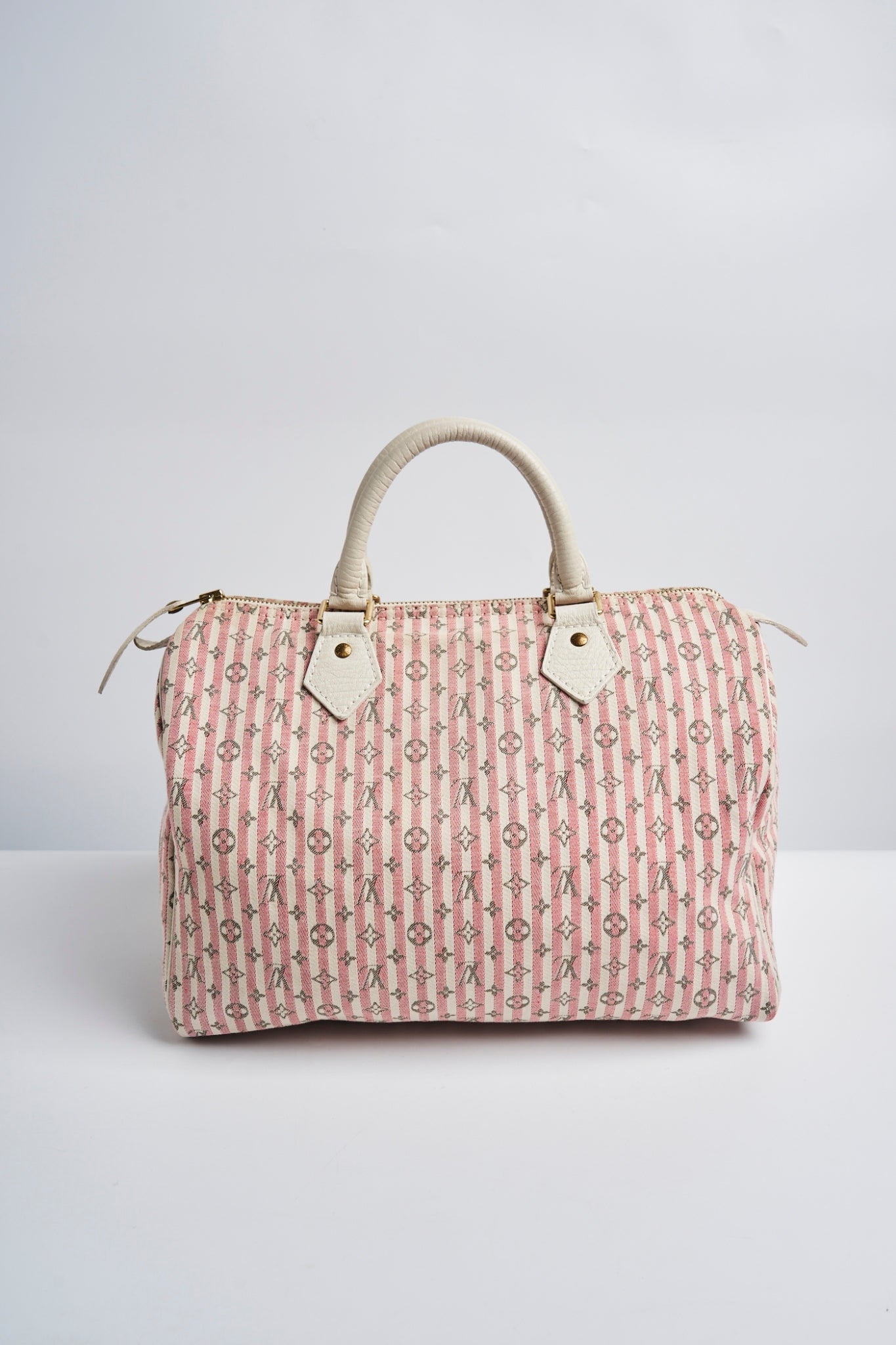 Louis Vuitton pink mini lin speedy 30”