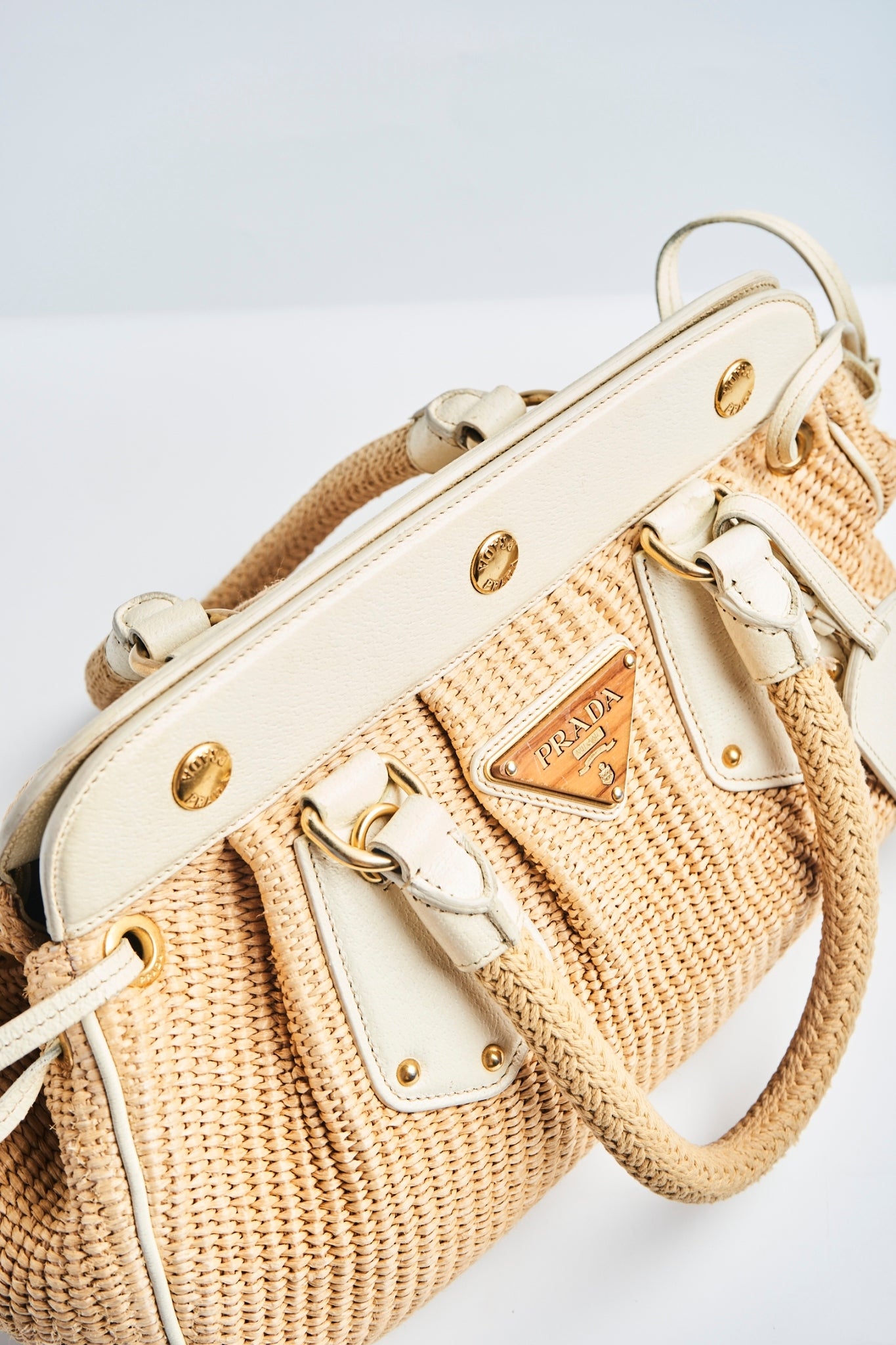Prada raffia hand bag