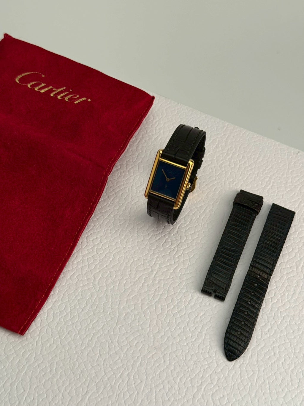 Cartier tank Manual blue s size. C.4849