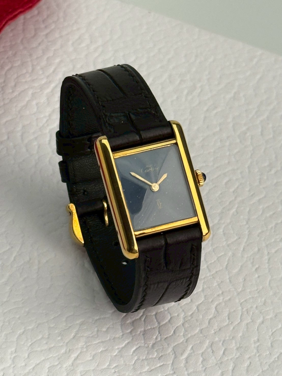 Cartier tank Manual blue s size. C.4849