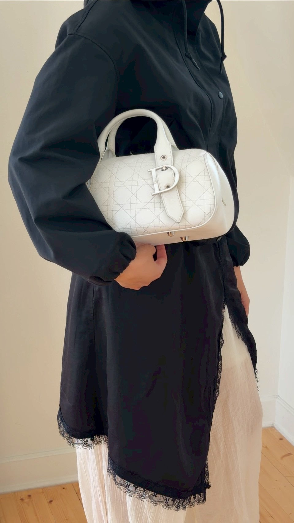 Dior logo white handbag