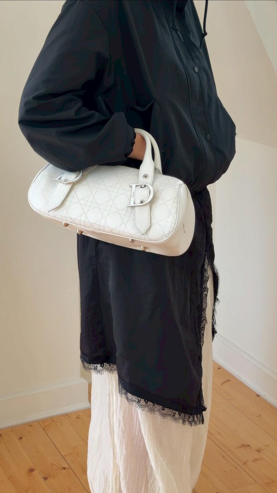Dior logo white handbag