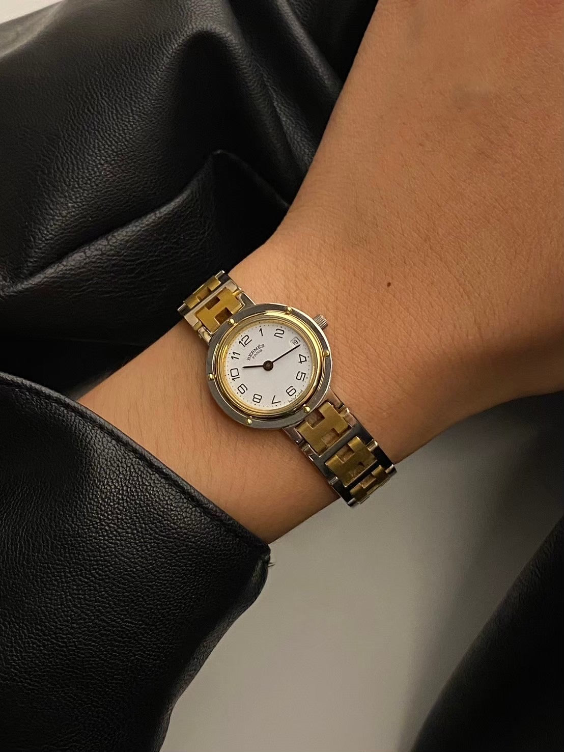 Hermes two tone pearl dial c.8638