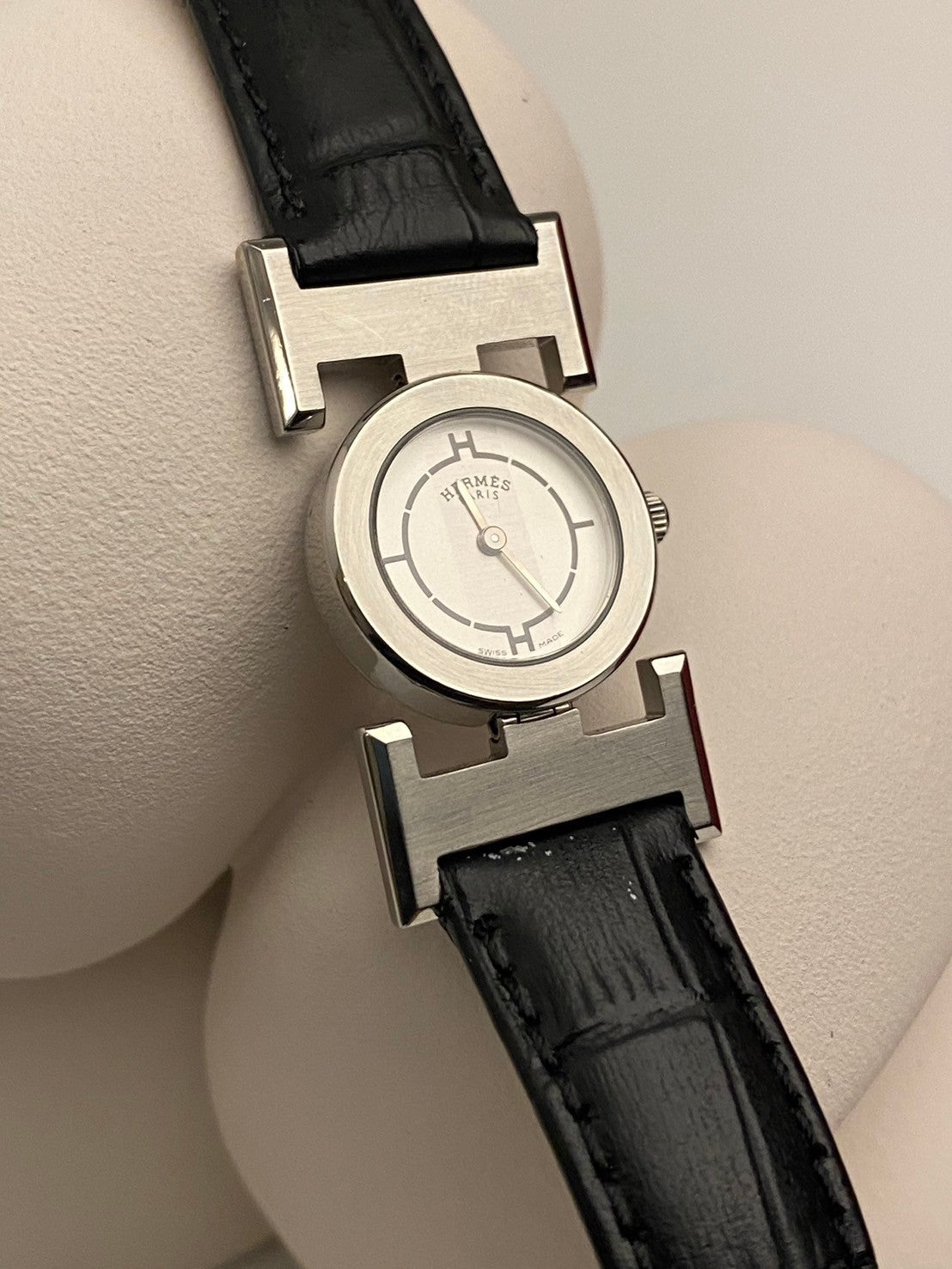 Hermes white dial leather strap