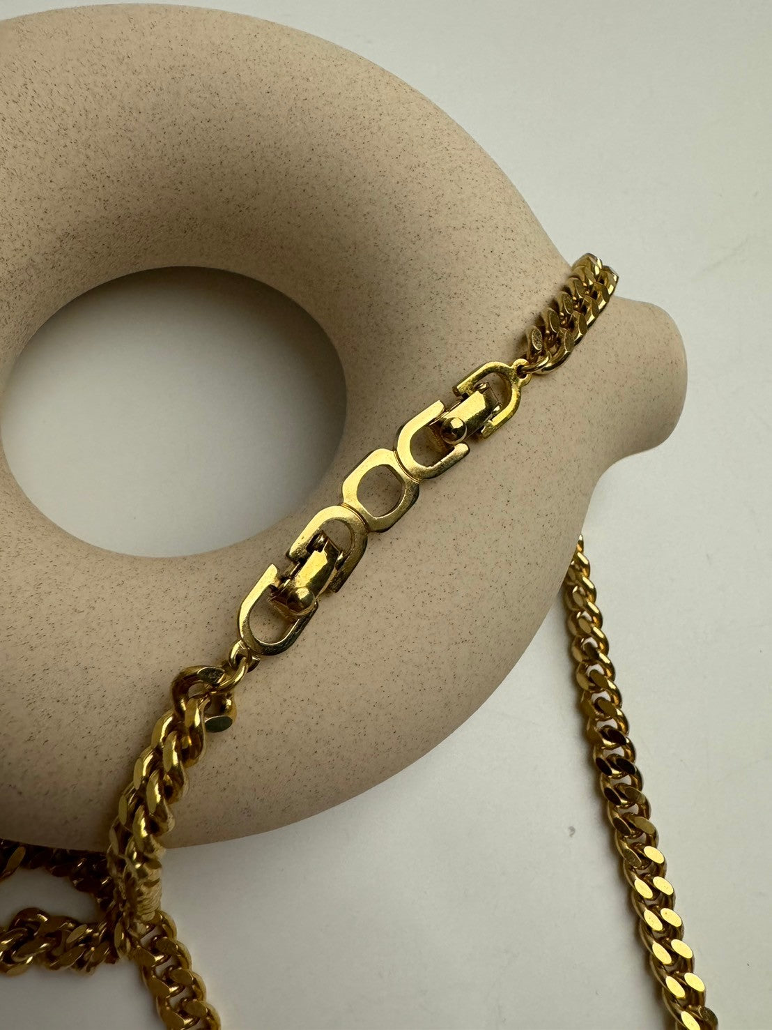 Dior CD logo crystal gold necklace