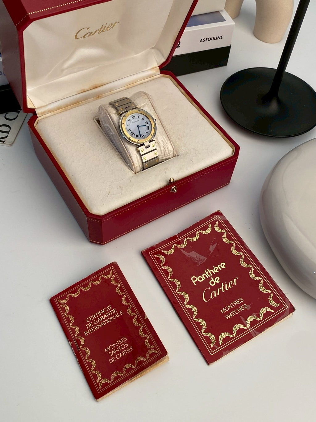 Cartier santos round LM c.6312