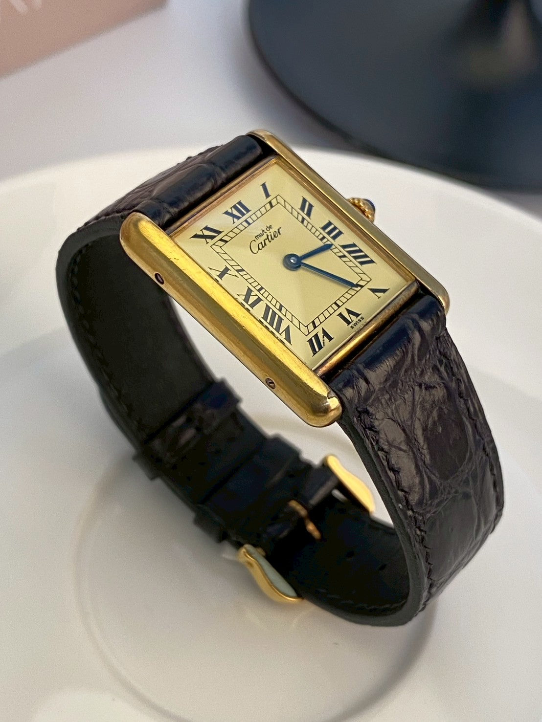 cartier tank gold dial LM c.0005