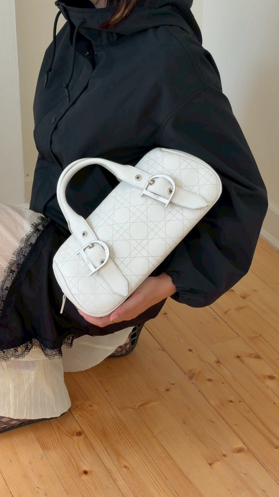 Dior logo white handbag